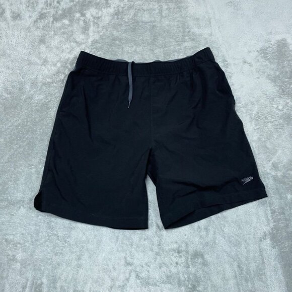 Speedo Mens Black Elastic Waist Swim Shorts Size Large a0797 - Picture 1 of 7